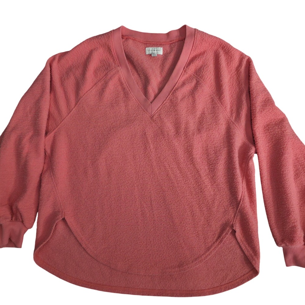 Lucky Brand‎ Pullover Womens Small Pink Fuzzy V Neck Long Sleeve Boho 7WD71C37